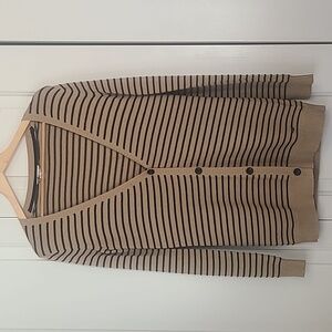 Volcom Tan and Black Striped Cardigan Cotton Blend Light Weight Size S